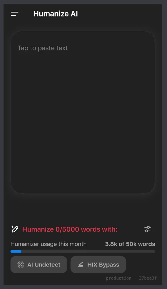 El humanizador de Greentext.ai en el móvil.